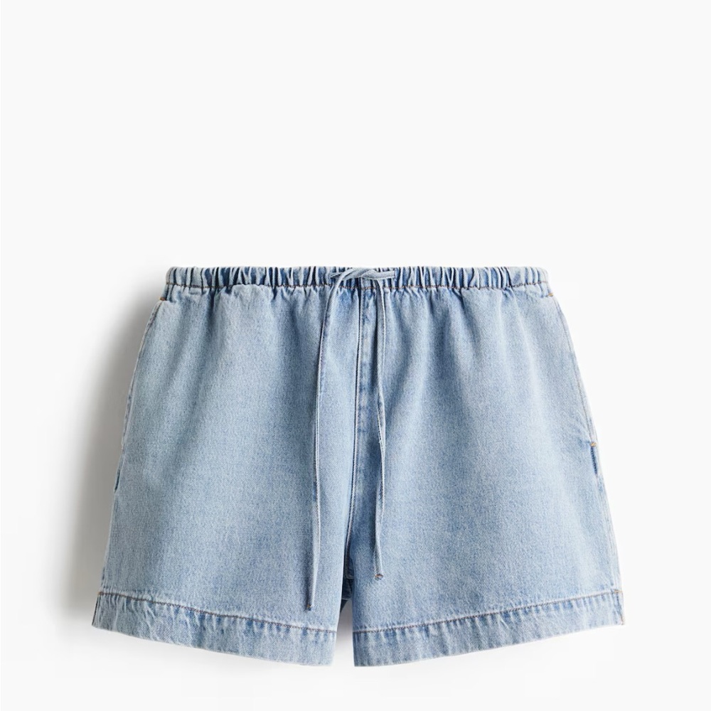 H&M Light Blue Women's Denim Drawstring Shorts - Picture 4 of 7
